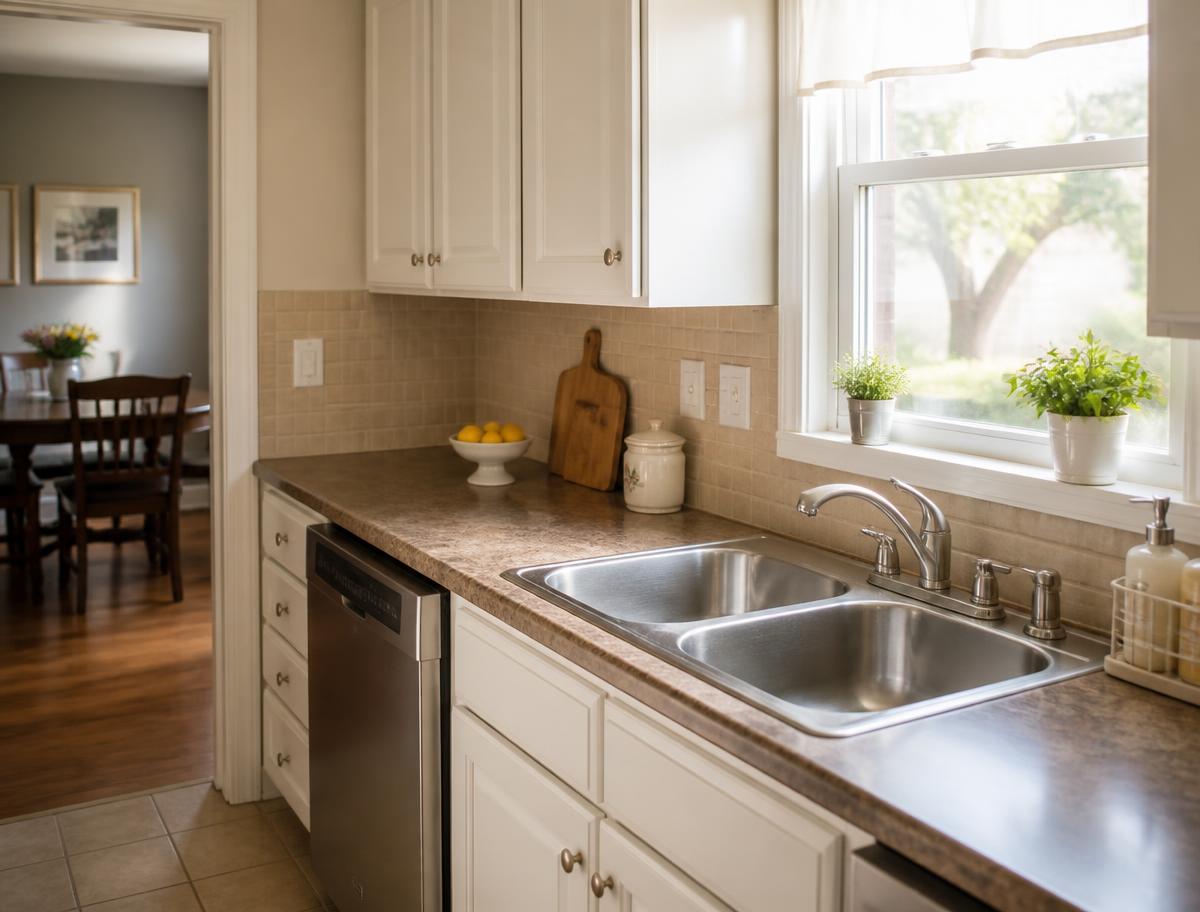 Clean kitchen counters and sink